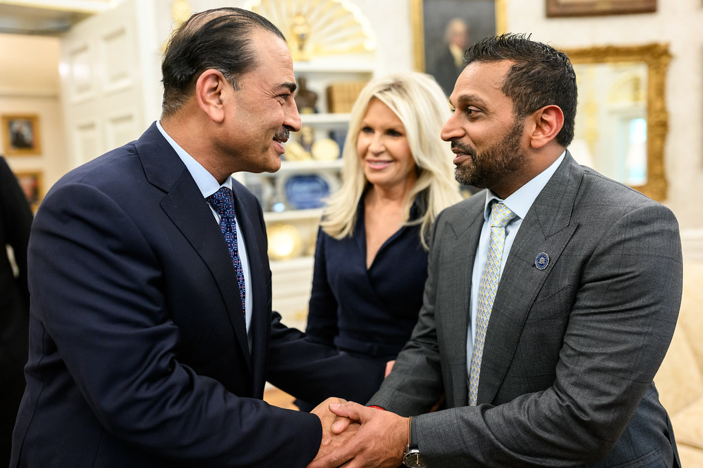 A handshake greeting before a meeting in the Oval Office between US officials and Pakistan's delegation led by Prime Minister Shehbaz Sharif and Field Marshal Asim Munir